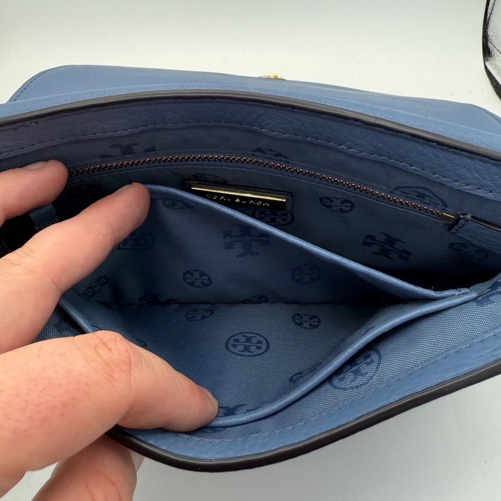 Tory Burch Kira Pebbled Leather Convertible Crossbody Shoulder‎ Bag Blue - Picture 11 of 13